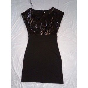 H&M Dress-Brown Sequin Top-Black Bottom-Stretch